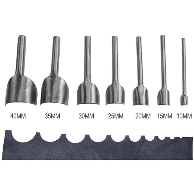 7pcs Lederhandwerk Craft Halbrundschneider DIY Handarbeit 10MM-40MM Werkzeug Set