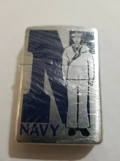 2006 Navy Blue Zippo Cigarette lighter Soldier Military Veteran NEW USA Boat
