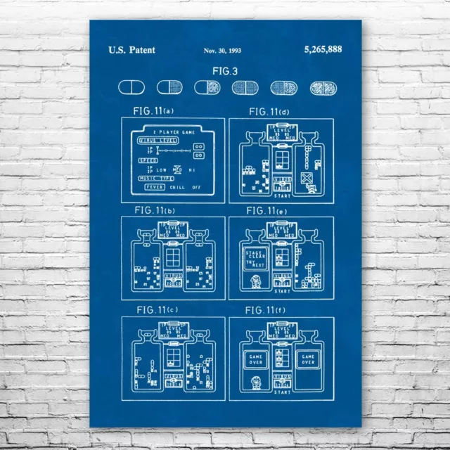 Dr Mario Poster Patent Print Gamer Gift Dr Mario Wall Art Retro Gaming Gift