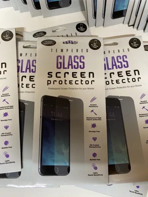X25 Joblot Tempered Glass SCREEN PROTECTOR For iPhone 7 mobile madness Bundle
