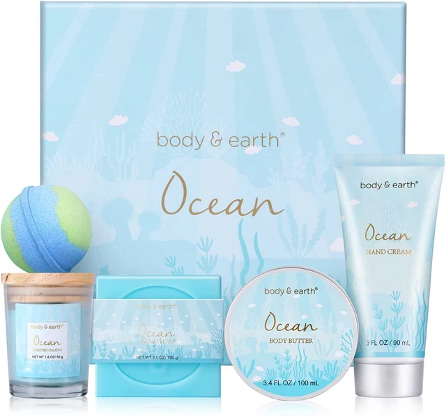 Gifts for Women, Bath Set with Ocean Scented Spa Gifts for Her, Includes Scented