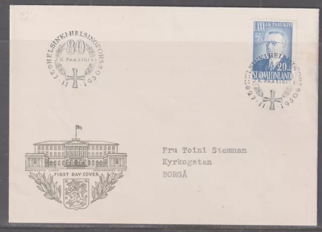 Finland 1950 President Passikivi  First Day Cover - addressed