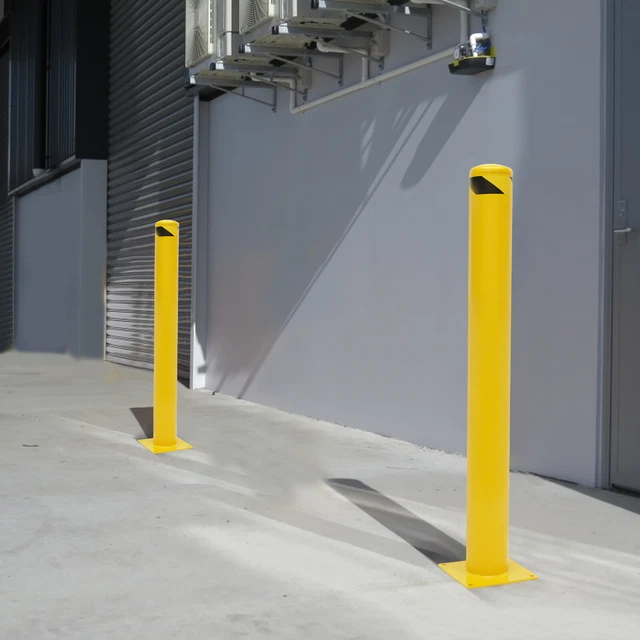 2 Pack Safety Bollard Post Parking Pole 42H*4.5D in Yellow with 8 Anchors Bolt🔥