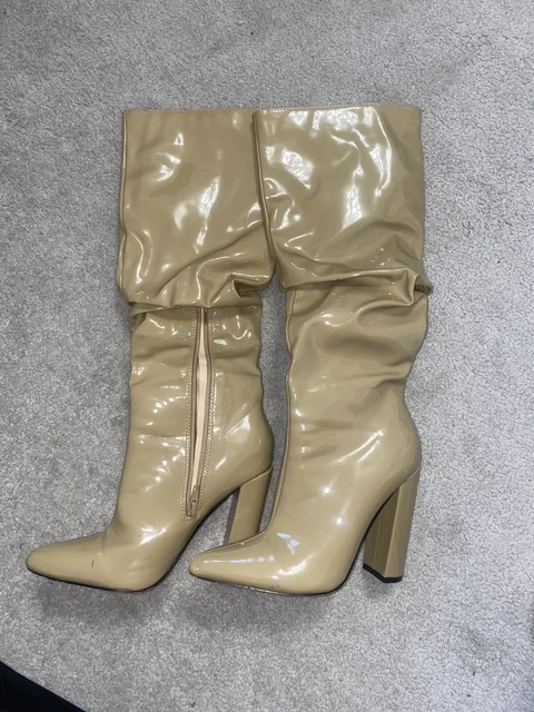 heeled patent boots