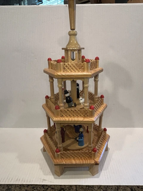 thumbnail image 2 of German Style Wooden Christmas Pyramid Carousel Nativity Scene - 17.5 Inch 2 of 4