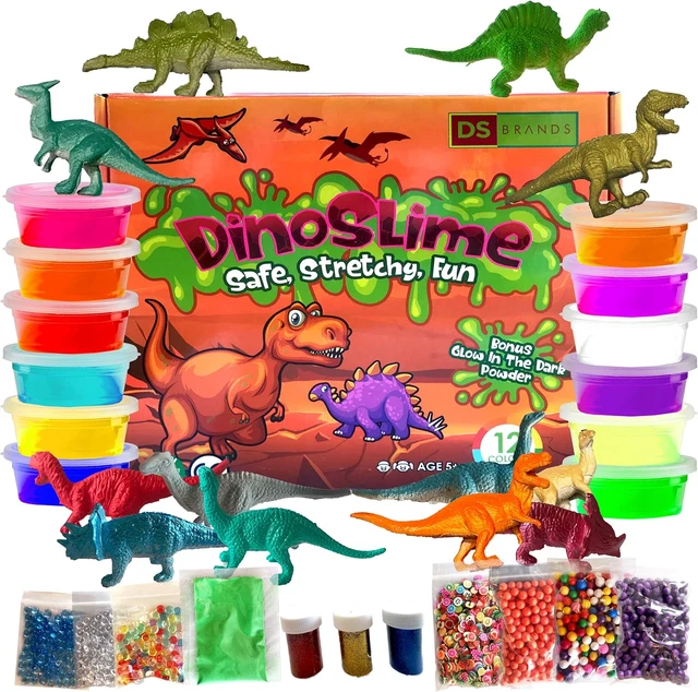 DS Brands Dinosaur Slime Kit - Clear DIY Cloud Butter Fluffy Slime Making Kit in