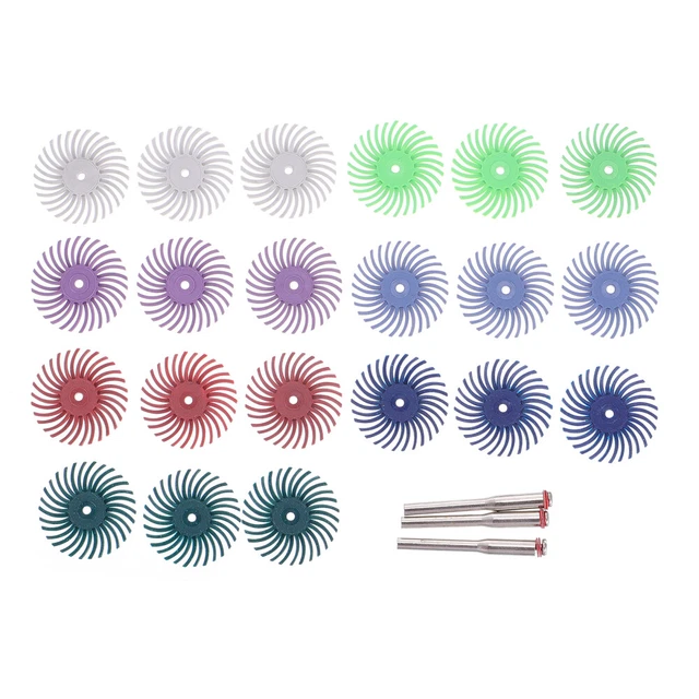 24 Pcs Polishing Head Shaft Rotary Tool Accessories Bristle Disc Wooden