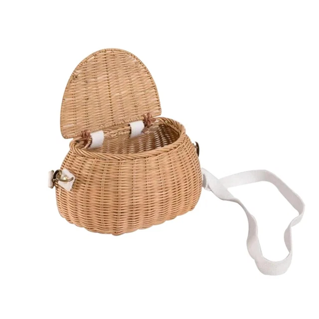 Cesta Niños Mochila Bicicleta Triciclo Suministros Scooter Hecho a Mano Tejido de Ratán