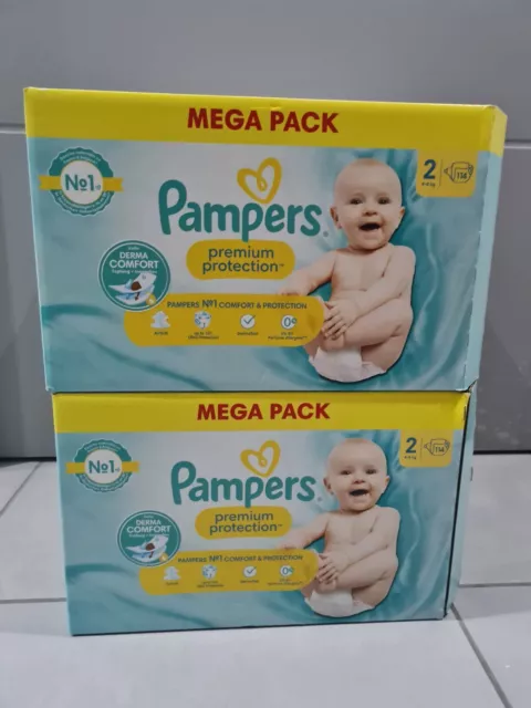 Lot 228 couches Pampers PREMIUM PROTECTION  taille 2 (4-8kg)