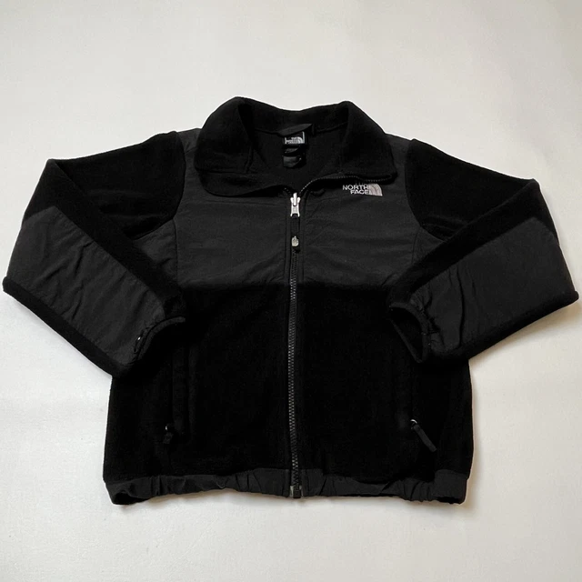 The North Face Fleece Jacket Girls Small 7/8 Black Full Zip Classic Logo
