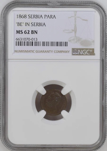 Serbia 1 Para 1868 - NGC MS 62 BN (Obrenovich Michael III.)