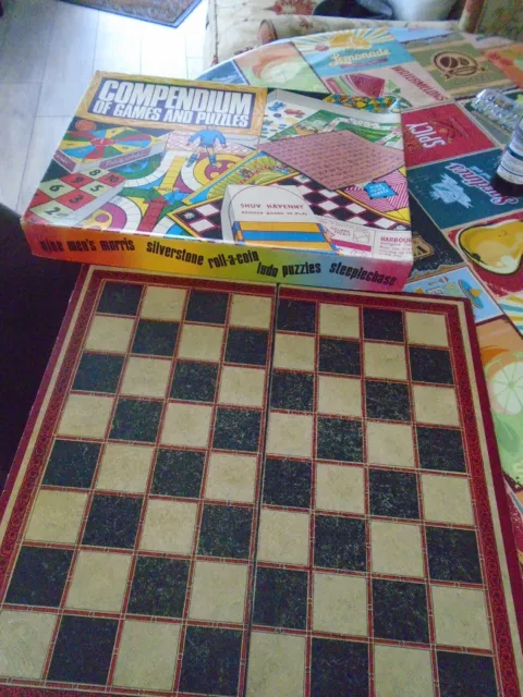 Compendium Of Games + A Vintage Draughts Board