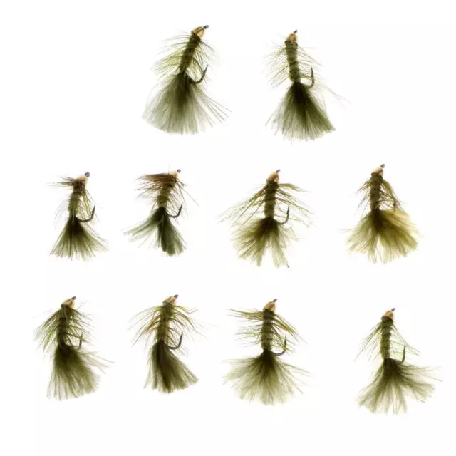 Pack of 10pcs Simulation Woolly Buggers Olive Sinking .5cm 2