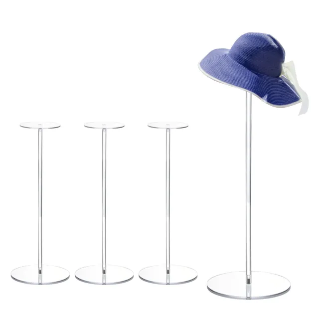 4 Pack Acrylic Hat Display Stand 13.8 Inch Hat and Wig Rack Riser - Clear