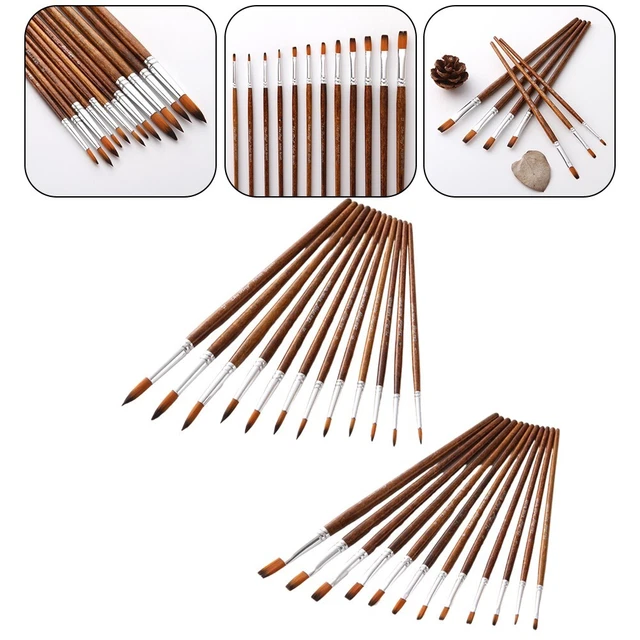 Professionelles Künstler-Toolkit 12er Set braune Pinsel für Präzision