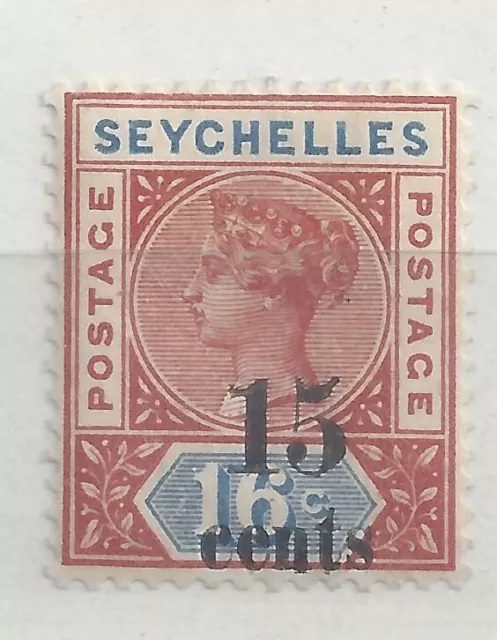 Seychelles. Queen Victoria. Fifteen  Cents Surcharge  . MM