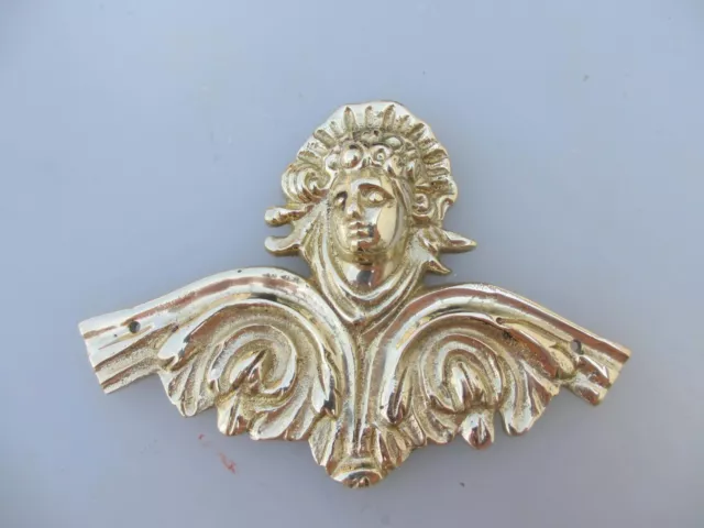 Brass Furniture Ormolu Hardware Mount Angel Head Face Victorian Antique STYLE