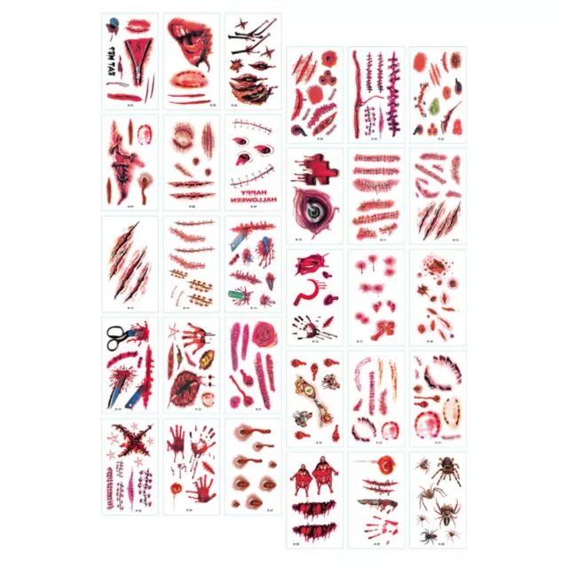 60 Sheets Delicate Stickers Disposable Body Halloween Scar Novelty Items