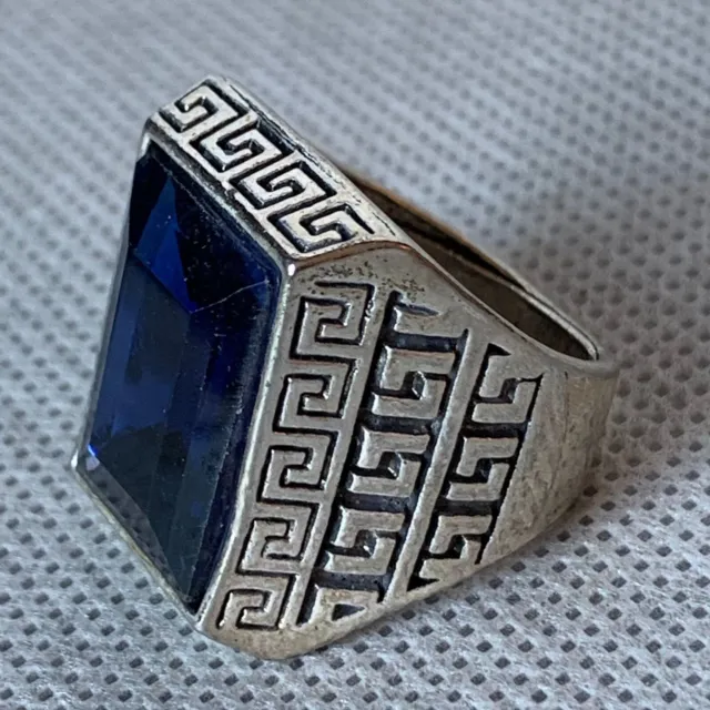 Extremely Ancient Rare Silver Legionary Ring Old With Blue Stone