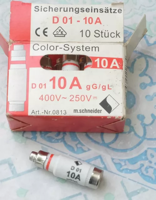 10x fusibles D01 10A gG/gL 400V E14 GG 0813. Lot de 10