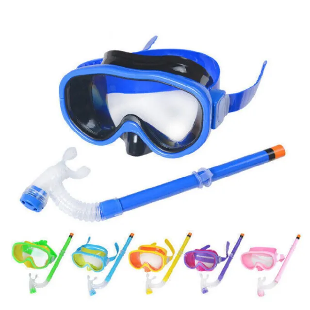 Kinder Schnorchel-Set Anti BeschlagTauchermaske Taucherbrille Age 5-13 pink/blau