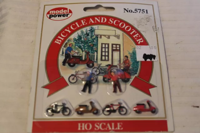 HO Scale Model Power, Package of 6 Bicycle & Scooters Figures, #5751 BNOS