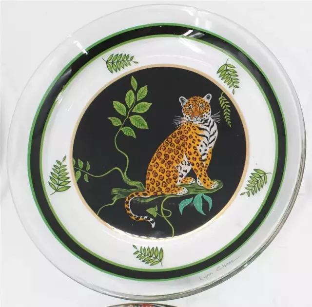 Lynn Chase Jaguar Jungle Dessert Glass Plate "Standing" Facing Right 8 1/4”