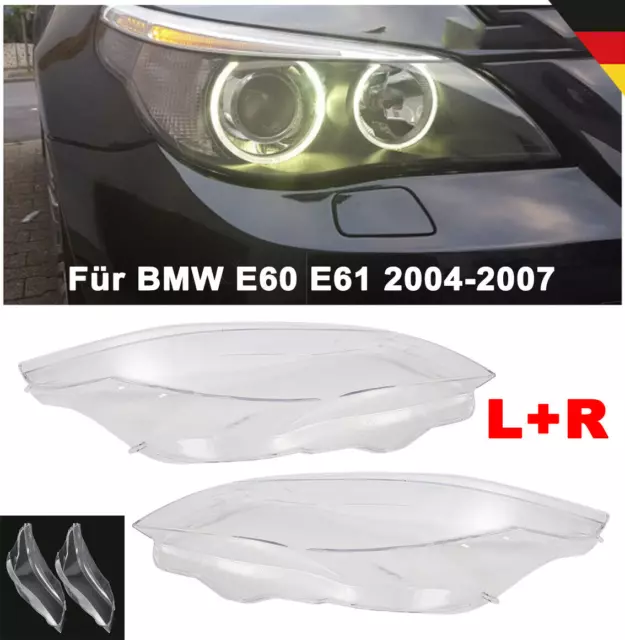 Couvercle de lentille en verre de phare gauche+droit pour BMW série 5 E60 E61