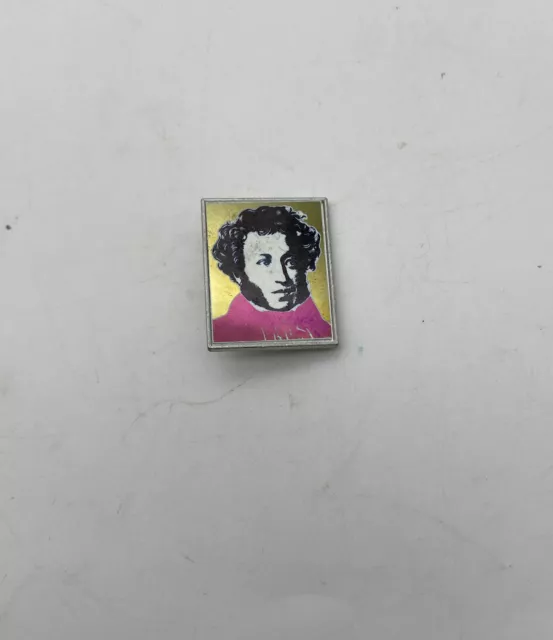 Soviet Union Alexander Pushkin Portrait Pin Badge Vintage 1x0.75”