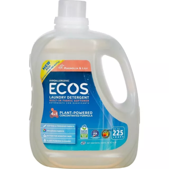 Ecos Hypoallergenic Liquid Laundry Detergent, Magnolia & Lily, 225 Ounce