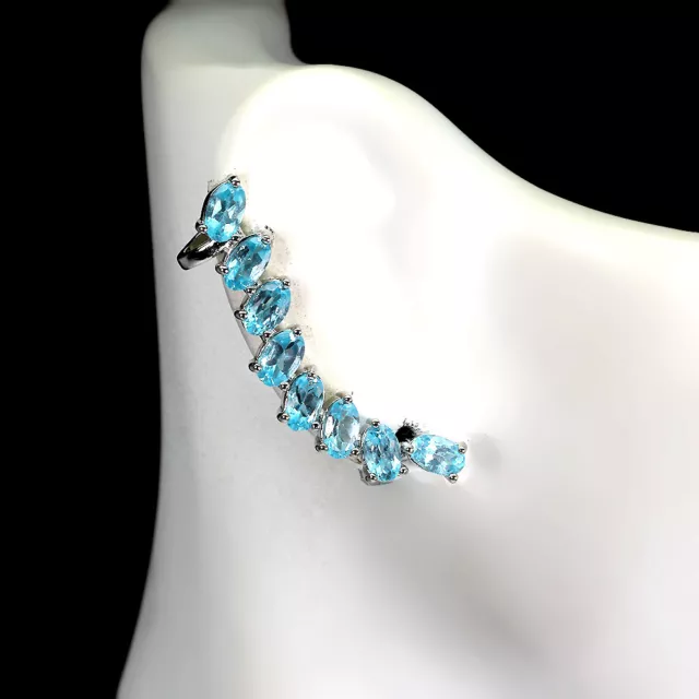 Non Chauffé Ovale Apatite 5x3mm 14K or Blanc Plaque 925 Argent Sterling Boucles