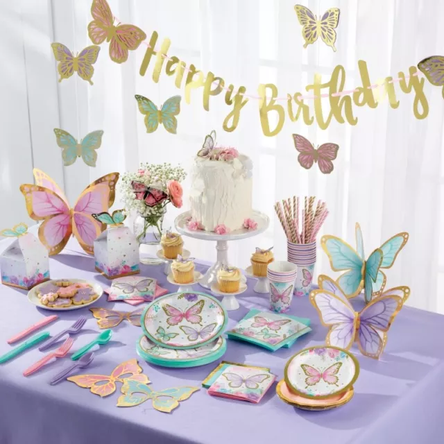 Butterfly Birthday Party Supplies Decorations Balloons Tableware Banner