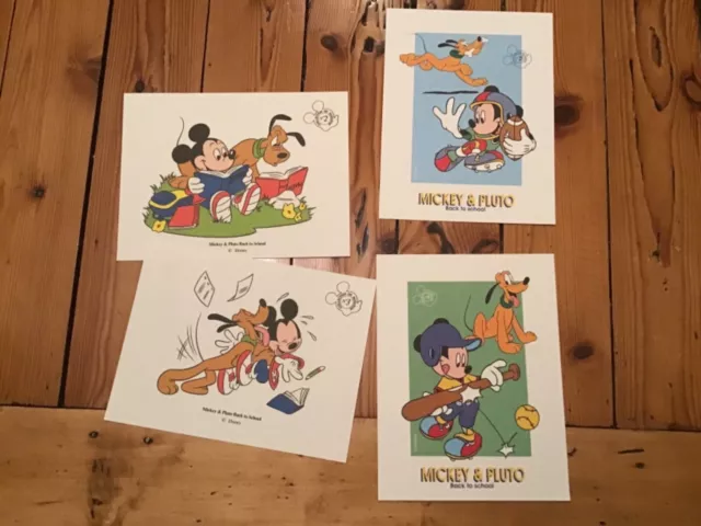 lot de 4 buvards publicitaires des années 1980 Walt Disney Mickey School