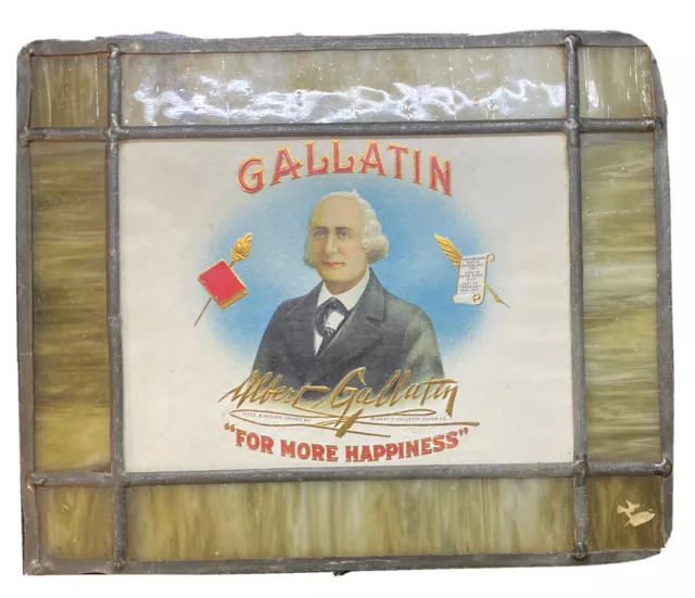 Gallatin Cigar Label - For More Happiness 8.75" x 6.25" Albert F Gallatin framed