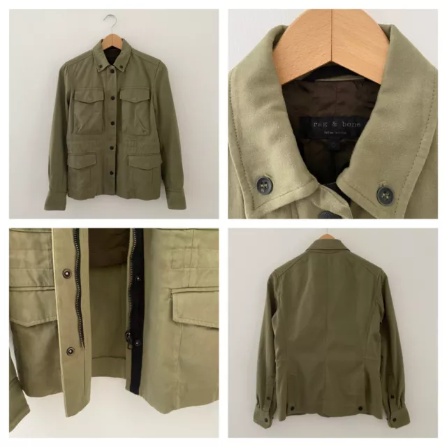 Rag & Bone cotton field jacket military green, size XS, excellent condition