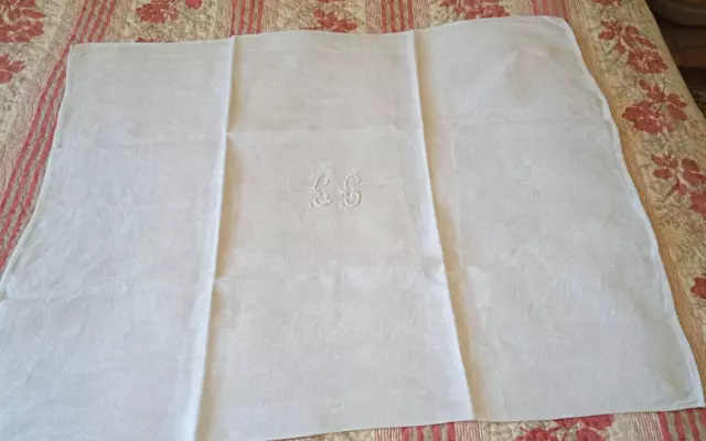 5 serviettes anciennes en damassé lin/soie monogramme CC   70x65 cm 3