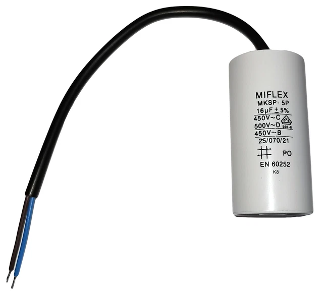 Condensateur moteur de démarrage/permanent 16µF 16uF 450V à fils câble MKSP-5P