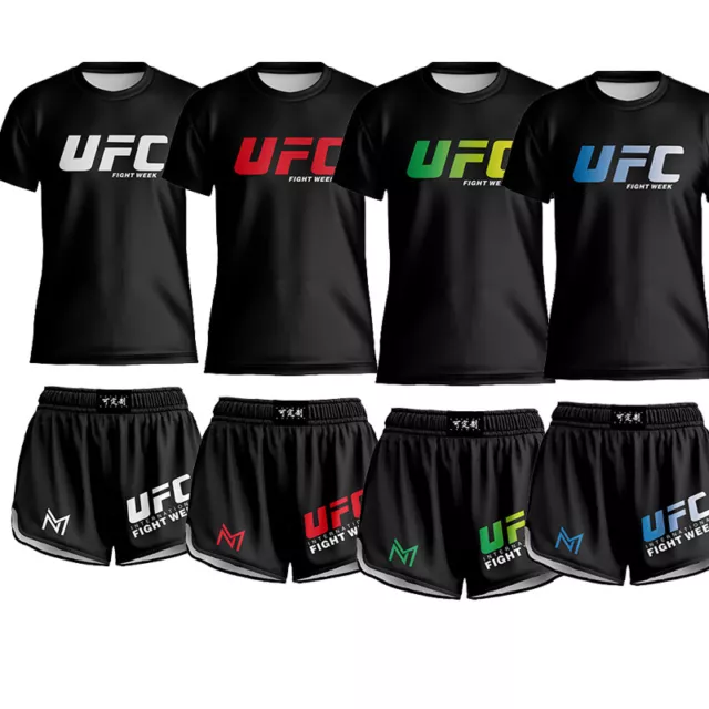 Kids Boys Girls Boxing MMA UFC Kit Shirts Shorts Training Thai Suit Sportwear