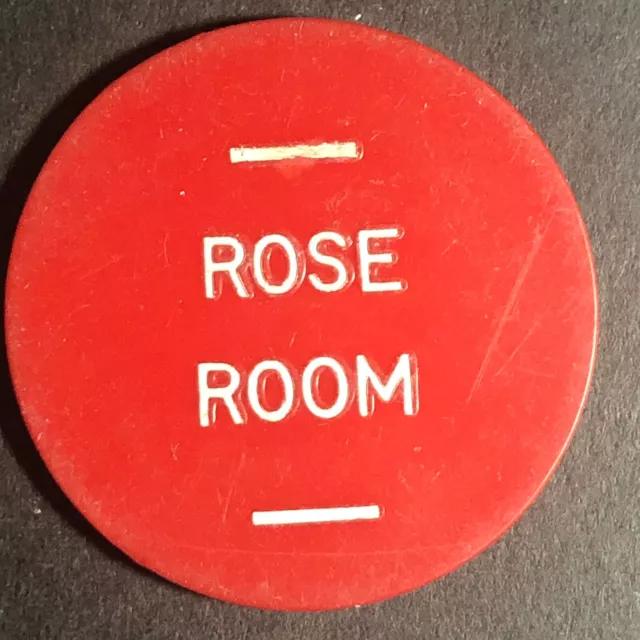 Rose Room "Good for One Drink" Plastic Trade Token 31mm c1960's-70's Scarce