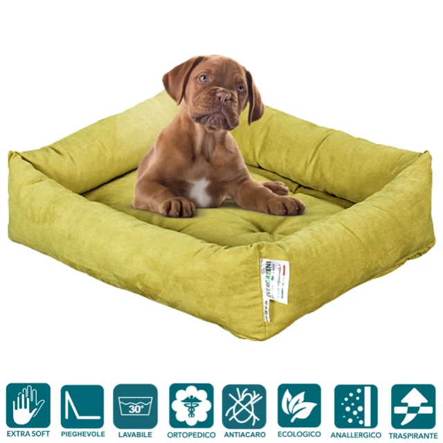 Lit pour Chien Panier avec Coussin réversible Déhoussable et Lavable Vert 💚