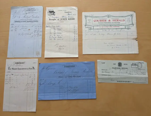 x6 Dumfries Vintage Invoice Receipt Original Tobacco Snuff Butchers  1877 - 1950