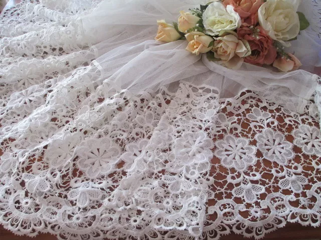 Vintage Tulle Net Curtain Featuring Exquisite European Heavy Lace 2