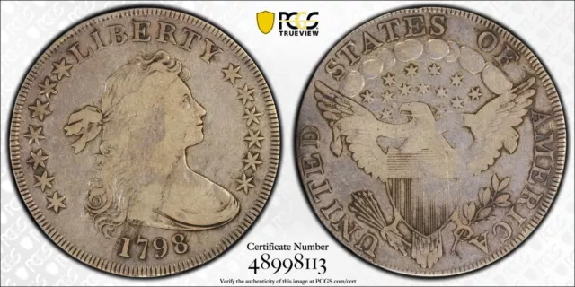 1798 Large Eagle Draped Bust Silver Dollar $1 PCGS F 12 3