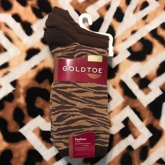Gold toe animal print combed cotton spandex 3 pairs sock size 6-9