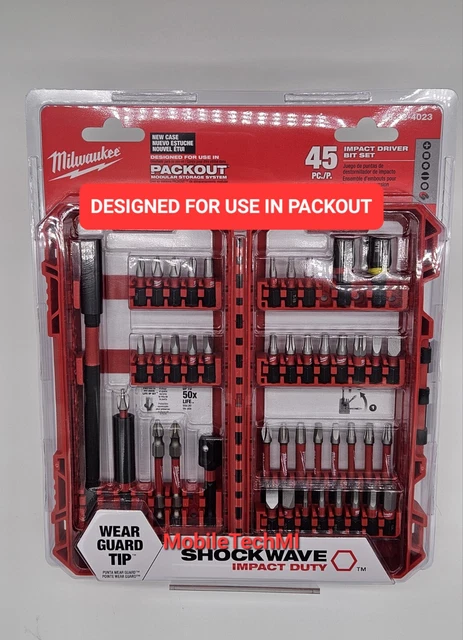 Milwaukee Shockwave Impact Duty 45 Piece Driver Bit Set 48-32-4023 Fits PACKOUT