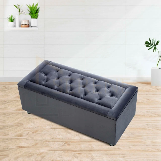 LUXURY OTTOMAN STORAGE Stool Blanket Box Chesterfield Bumper Plush