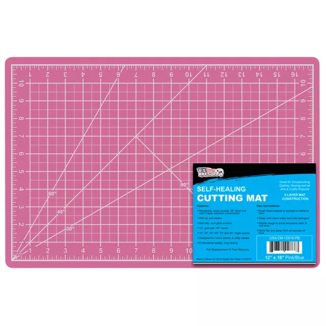 12" x 18" PINK/BLUE Self Healing 5-Ply Double Sided Durable Cutting Mat