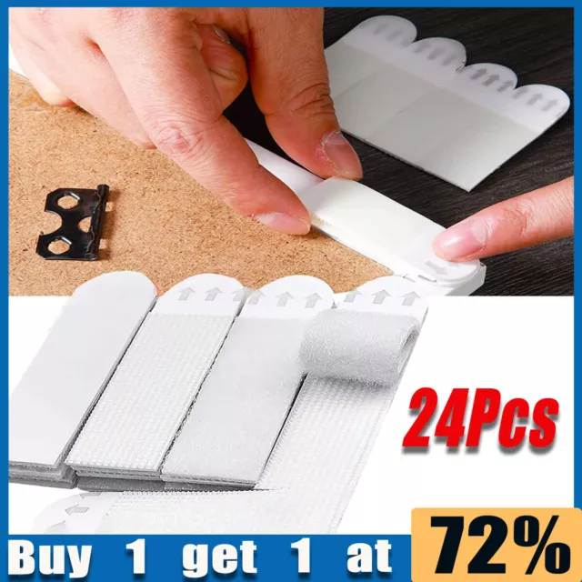 24Pcs Damage Free Wall Hanging Command Strips Self Adhesive Stickers Hooks Clips