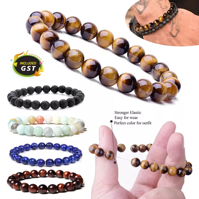 Brand New Men's Healing Stone Tigers Eye Jewellery Wristband Bracelet 8mm beads