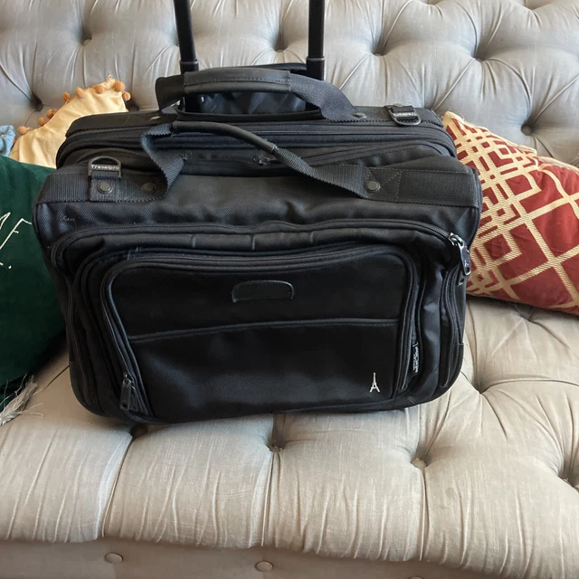 TRAVELPRO ROLLING Tote Brief Upright Carry On Crew Bag Black Nylon